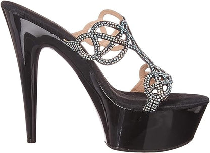 Sabrina-609 Rhinestone 6" Heel Mule Sandals