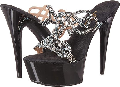 Sabrina-609 Rhinestone 6" Heel Mule Sandals