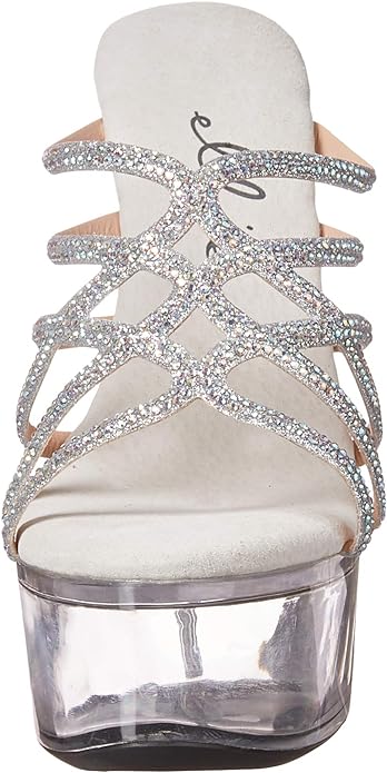 Selena-609 Rhinestone Detailed 6" Mule Sandals