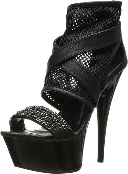 Shawna-609 Fishnet/Chains 6" Heel Sandals