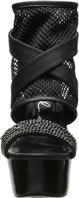 Shawna-609 Fishnet/Chains 6" Heel Sandals