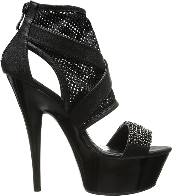 Shawna-609 Fishnet/Chains 6" Heel Sandals