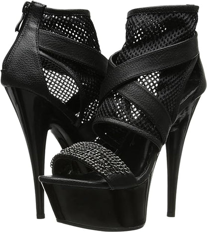 Shawna-609 Fishnet/Chains 6" Heel Sandals