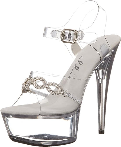 Tiffany-609 Rhinestone Applique 6" Heel Sandals