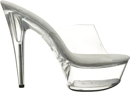 Vanity-609 Clear 6" Heel Mule Sandals