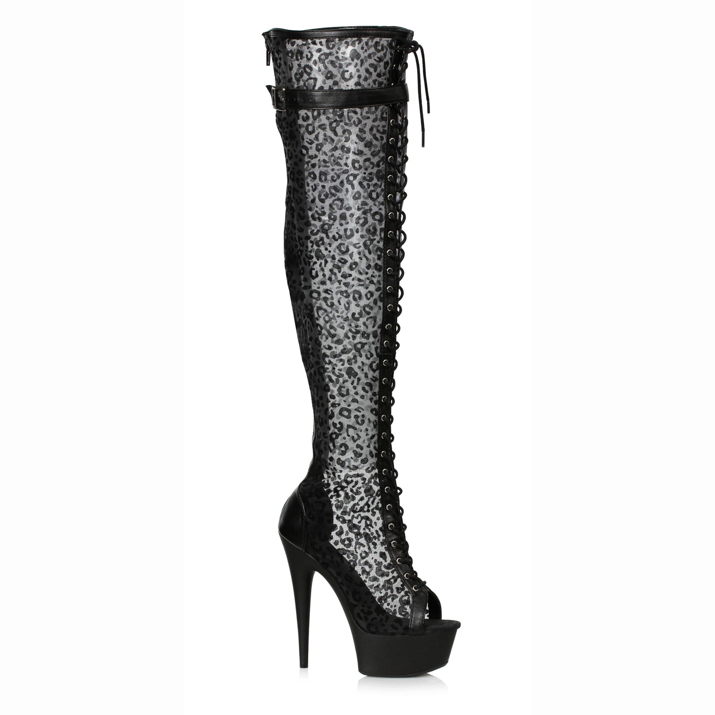 Yasmin-609 Leopard Print Thigh High Platform Boots