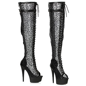 Yasmin-609 Leopard Print Thigh High Platform Boots