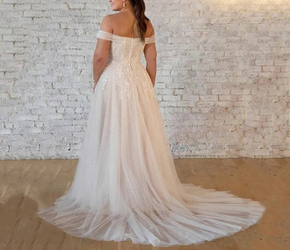 Off Shoulder Tulle/Lace Wedding Gown All Sizes/Colors