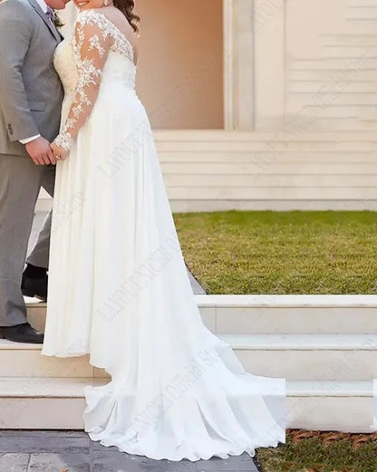 Simple Chiffon/Lace Applique Wedding Gown All Sizes/Colors