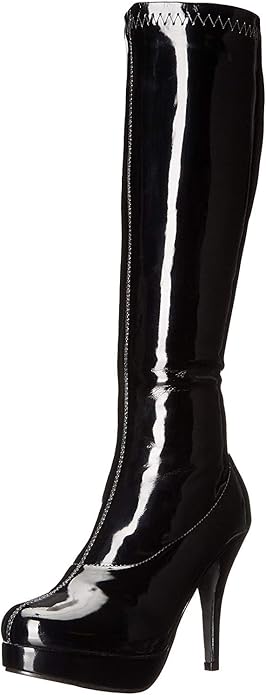 Groove-421 Gogo Patent 4" Heel Knee Boots