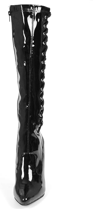 Fierce Patent Lace-Up 5" Heel Knee Boots