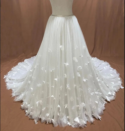 Custom 3D Butterfly Tulle Full A Line Wedding Skirt All Sizes/Colors