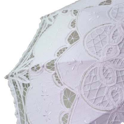 Cotton Embroidered Lace Wedding Parasol