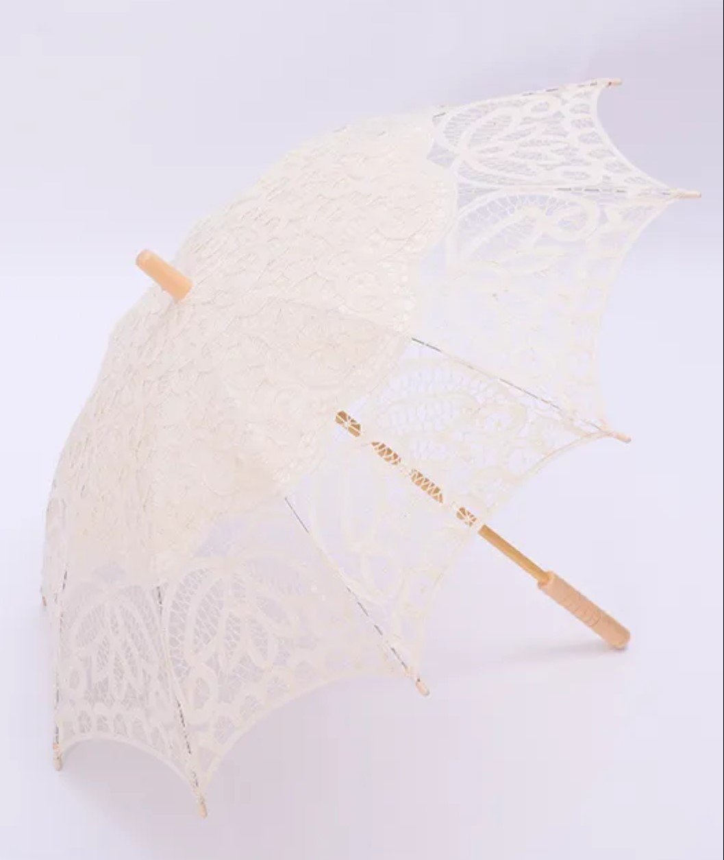 Cotton Embroidered Flower Lace Wedding Parasol