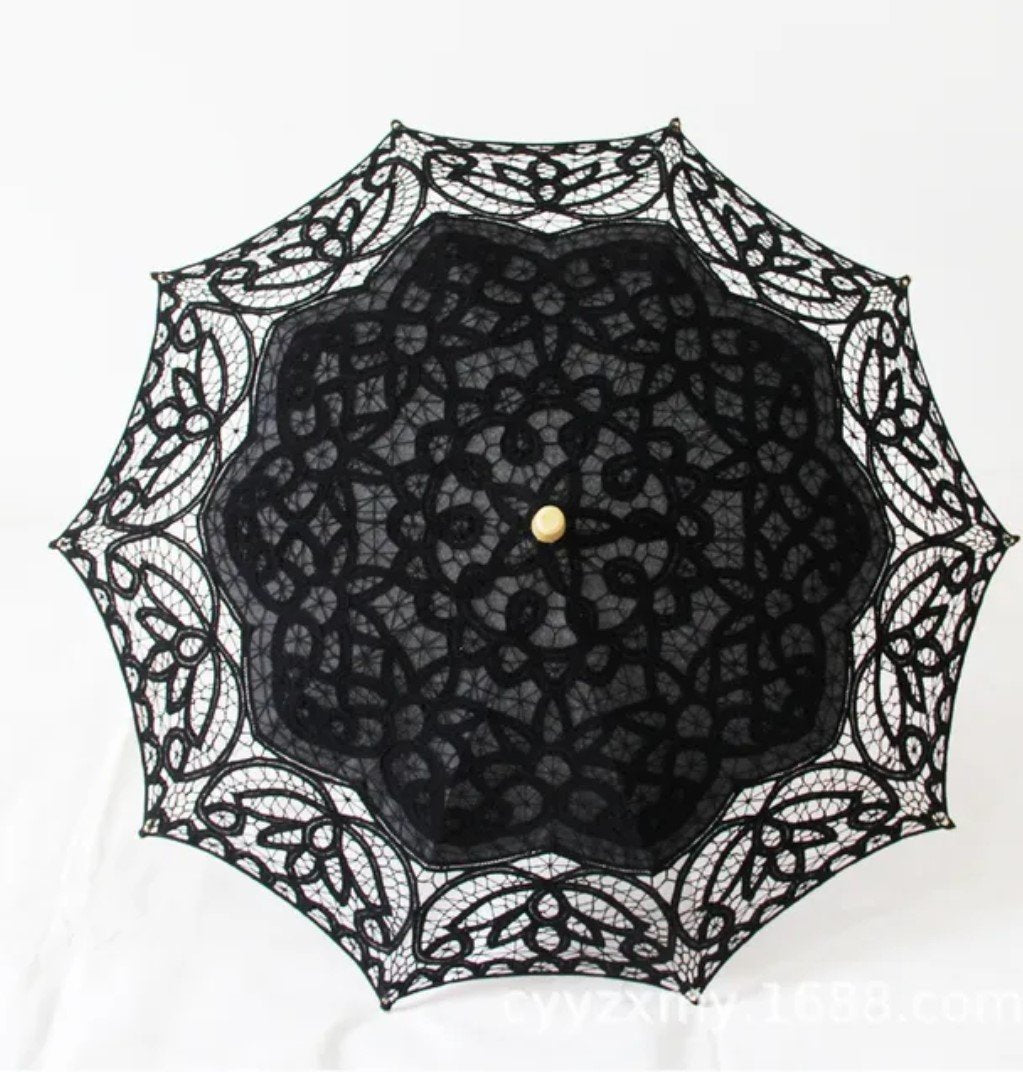 Cotton Embroidered Flower Lace Wedding Parasol