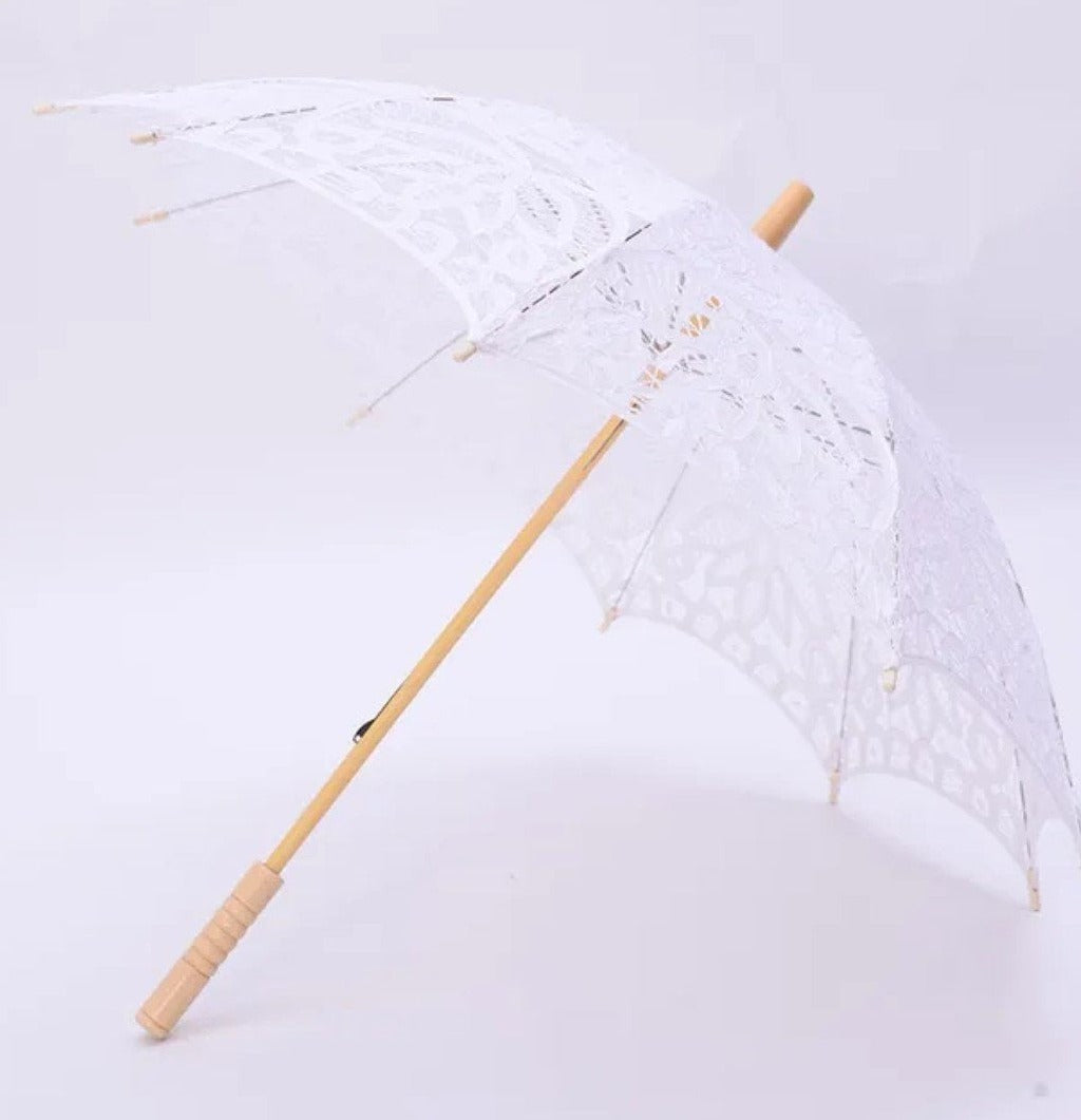 Cotton Embroidered Flower Lace Wedding Parasol