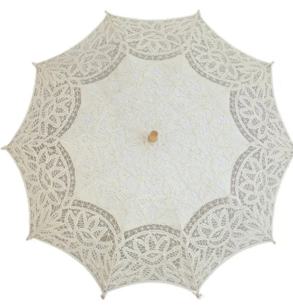 Cotton Embroidered Lace Wedding Parasol