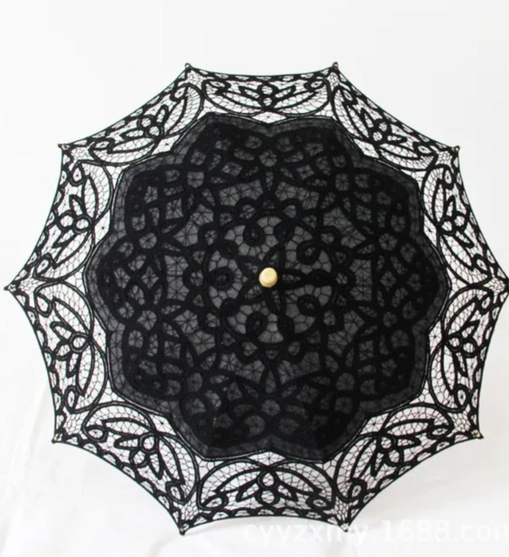 Cotton Embroidered Lotus Flower Wedding Parasol