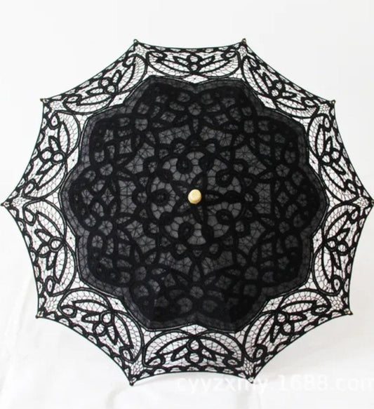 Cotton Embroidered Blooming Flower Lace Wedding Parasol