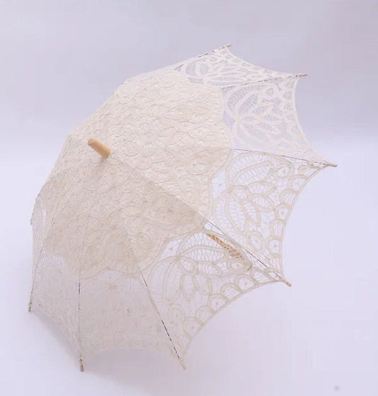 Cotton Embroidered Lotus Flower Wedding Parasol