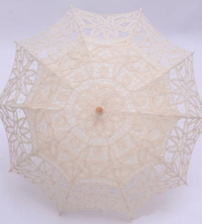 Embroidered Lace Rounded Wedding Parasol