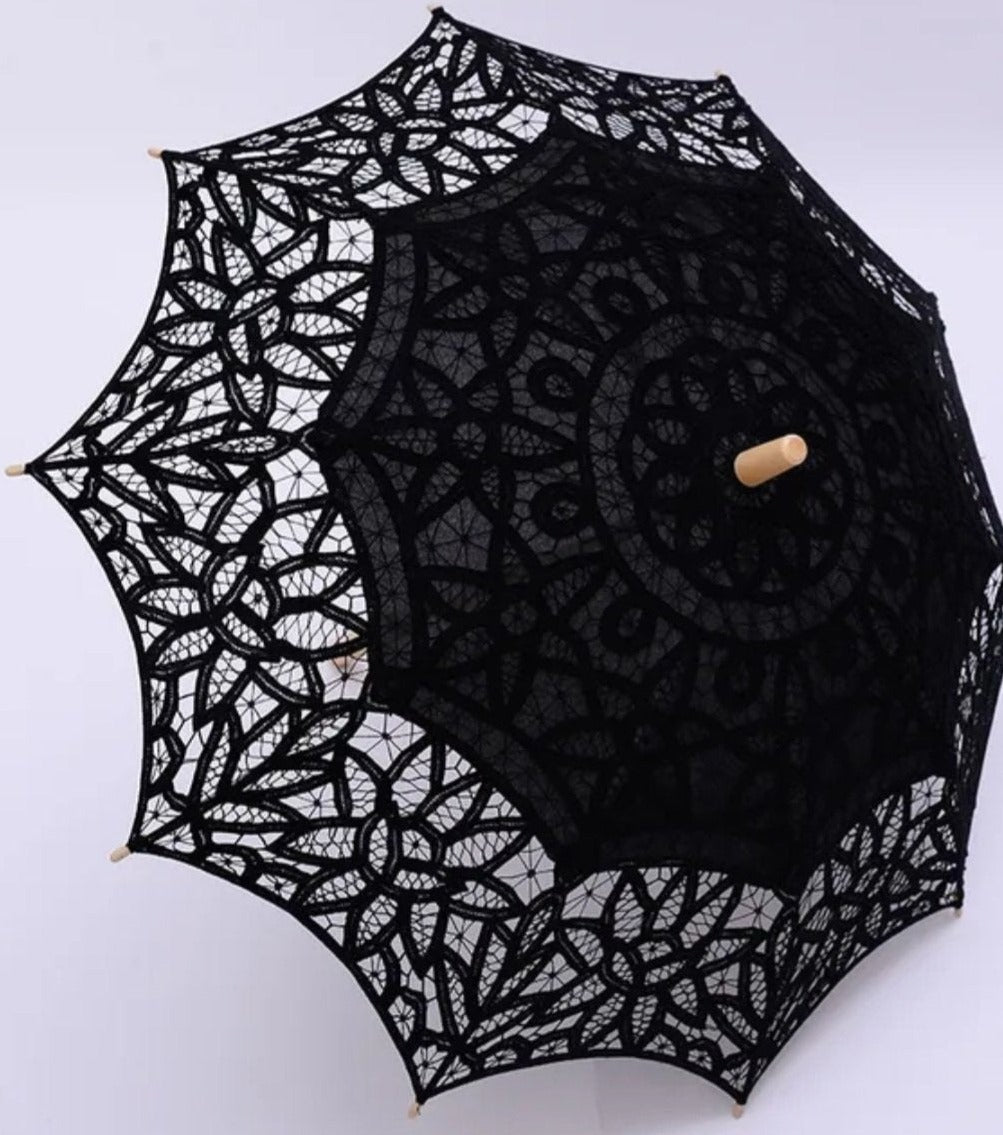 Embroidered Lace Rounded Wedding Parasol