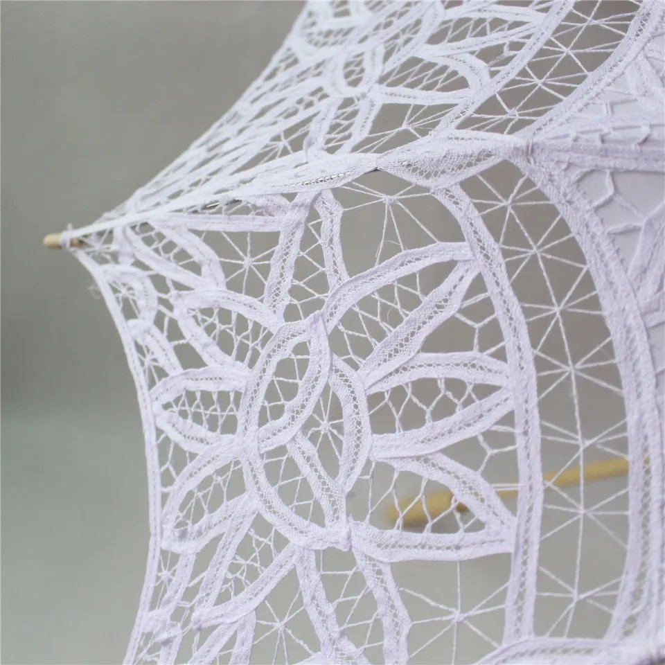 Embroidered Lace Rounded Wedding Parasol