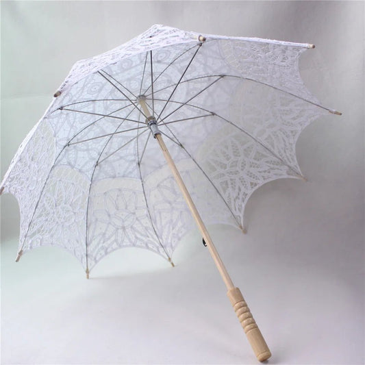 Embroidered Lace Rounded Wedding Parasol