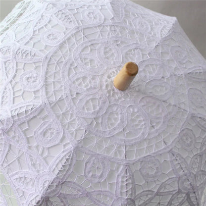 Embroidered Lace Rounded Wedding Parasol