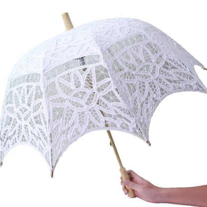 Embroidered Lace Rounded Wedding Parasol