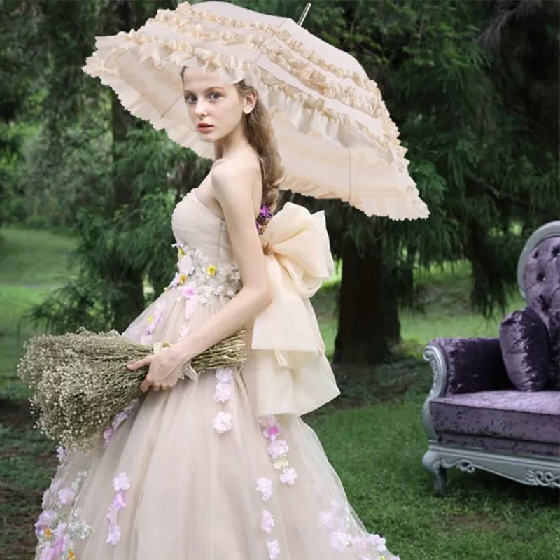 Water Resistant Ruffled Wedding Parasol