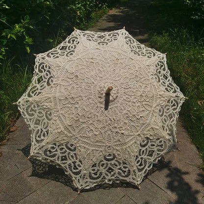 Cotton Embroidered Battenburg Wedding Parasol