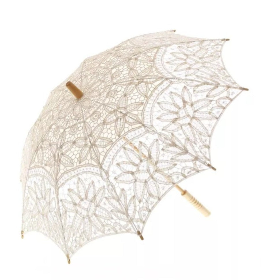 Flower Embroidered Lace Wedding Parasol