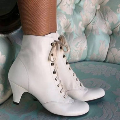 Faux Leather Victorian Style Ankle Boots