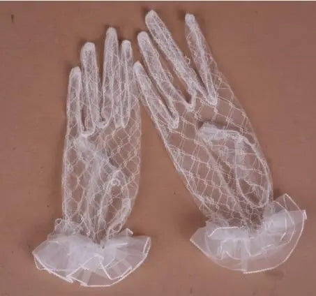 Frilly Lace Wrist Length Wedding Gloves