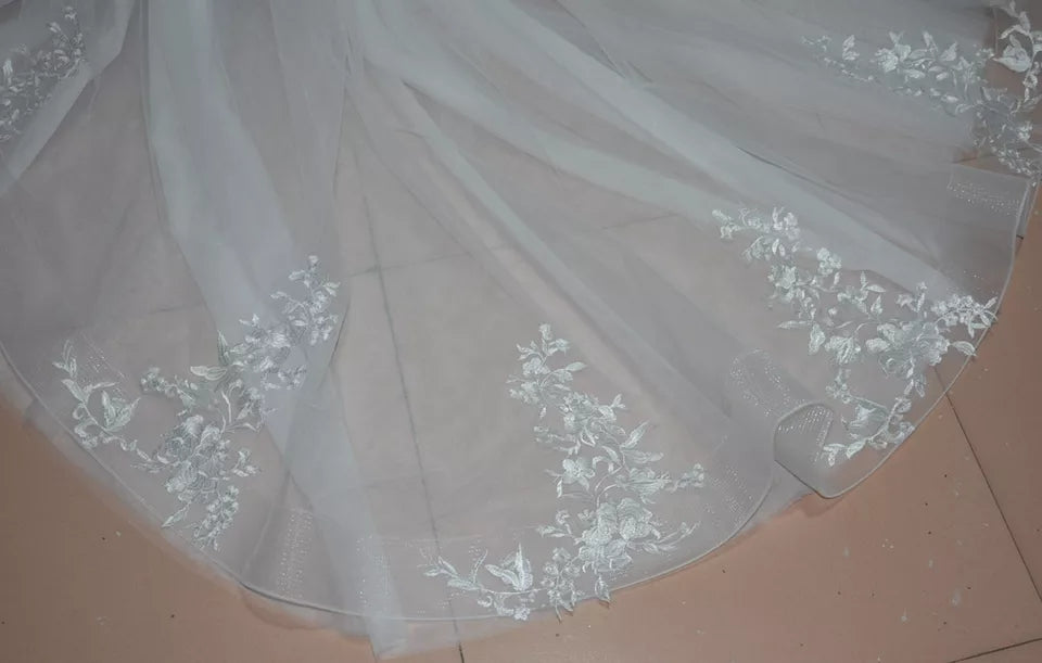 Custom Floral Applique/Tulle Detachable Wedding Skirt All Sizes/Colors