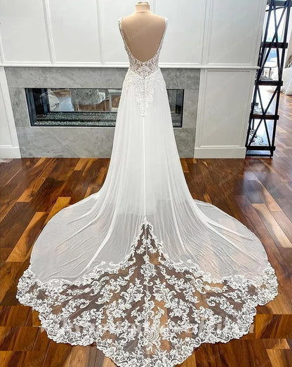 Chiffon/Lace Applique Summer Wedding Gown All Sizes/Colors