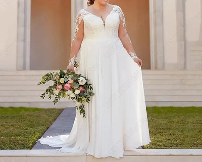 Simple Chiffon/Lace Applique Wedding Gown All Sizes/Colors