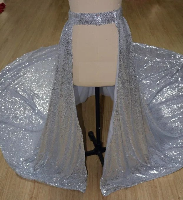 Custom Sequined Detachable Satin Wedding Skirt All Sizes/Colors