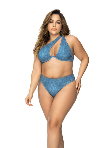 Queen Denim Printed Bikini Set