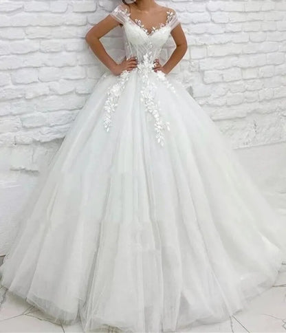 Floral Applique/Glitter Tulle Wedding Gown All Sizes/Colors