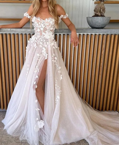 Farrah Sexy Sparkle 3D Applique Wedding Gown All Sizes/Colors