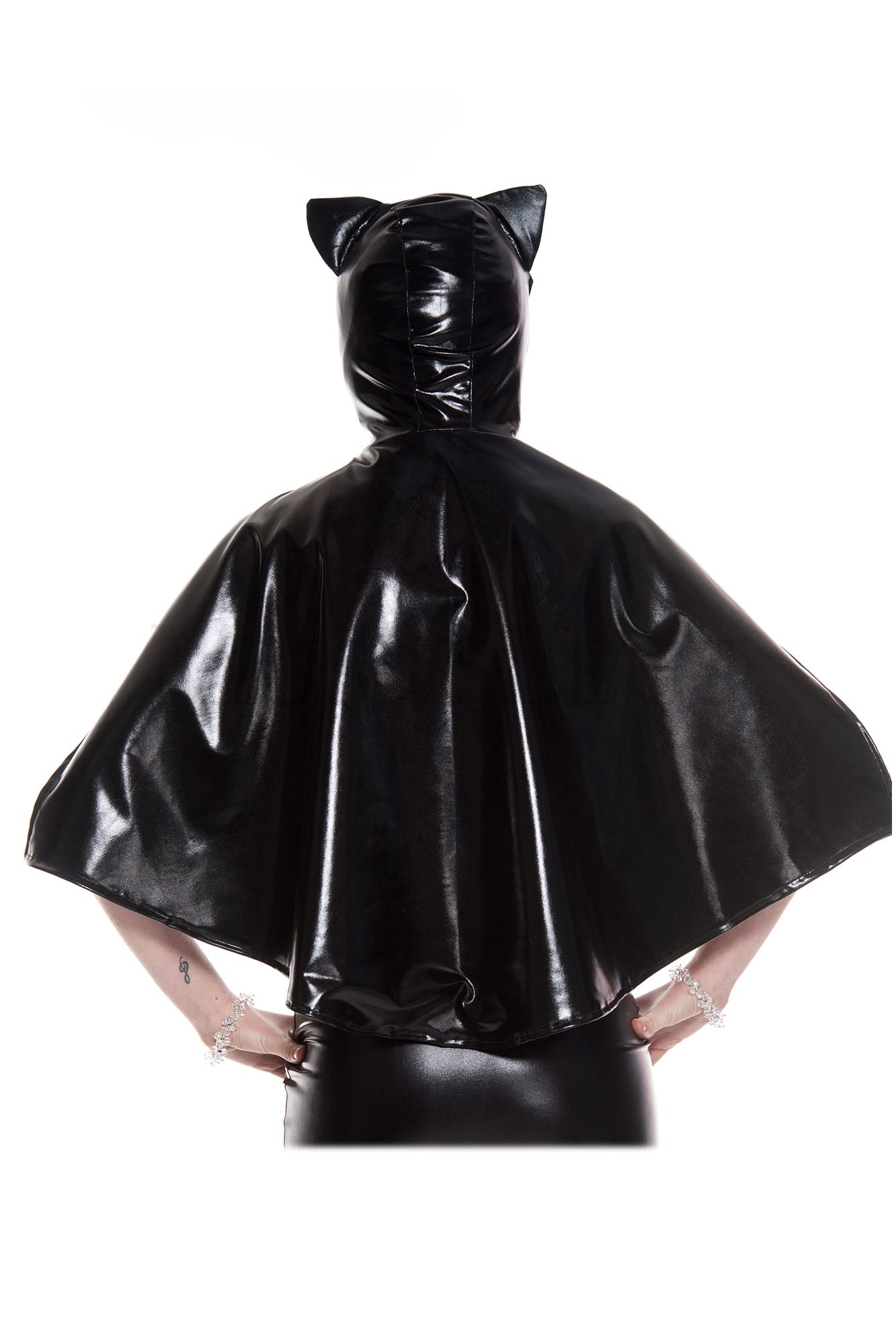 Wet Look Bat Cape