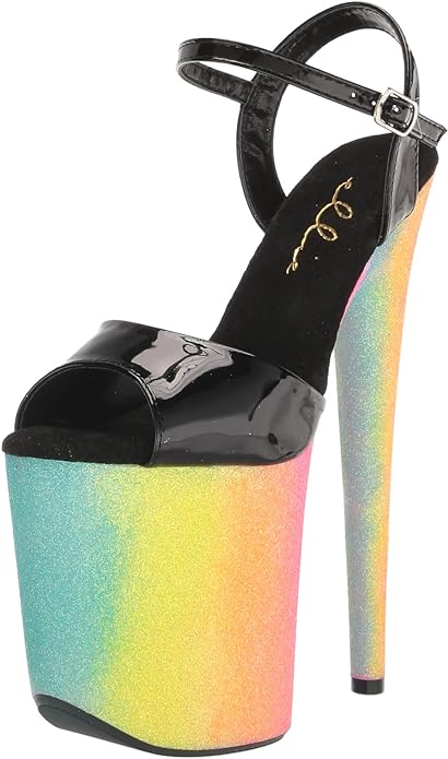 Candy-709 Rainbow Glitter Platform Strappy Sandals