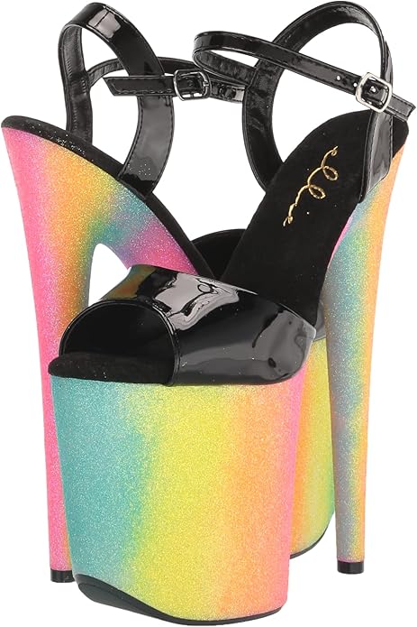 Candy-709 Rainbow Glitter Platform Strappy Sandals