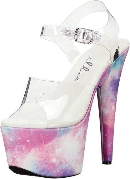 Cosmo-709 Galaxy Printed Platform Sandals