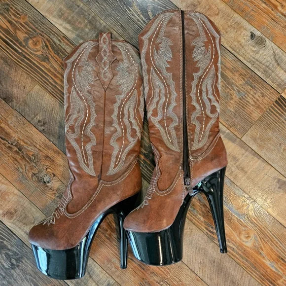 Dallas-709 Cowgirl Platform Boots