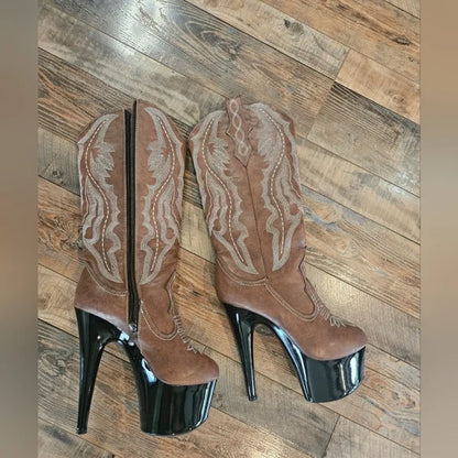 Dallas-709 Cowgirl Platform Boots