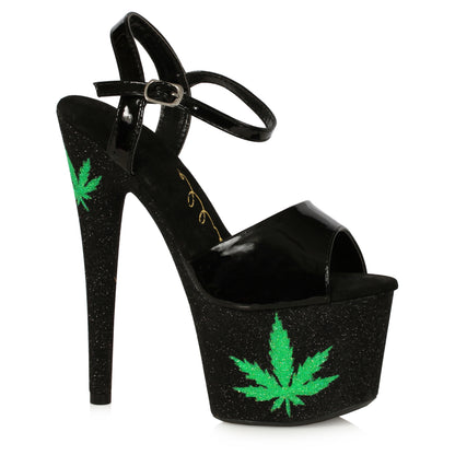 Meggie-709 Glitter Marijuana Platform Sandals