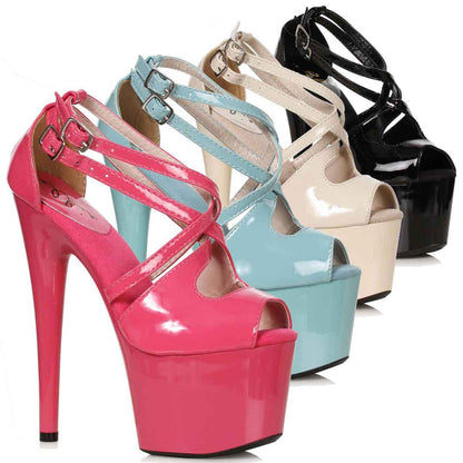 Tina-709 Patent Strappy 7" Platform Sandals